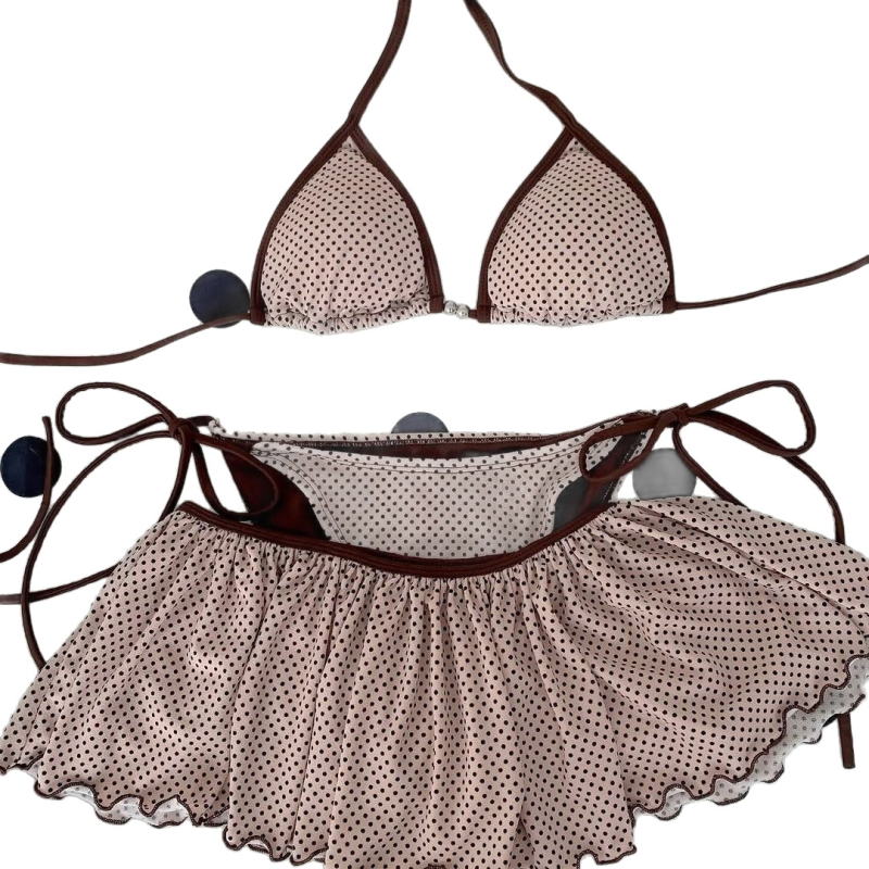 Novi bikini u IN stilu s točkicama, trostruke trake, seksi donji dio s suknjom za žene