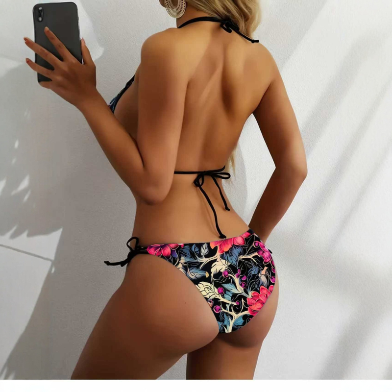 Ženski bikini set s cvjetnim uzorkom, brzo sušenje, s napunjenim košaricama, bez čelične potpore