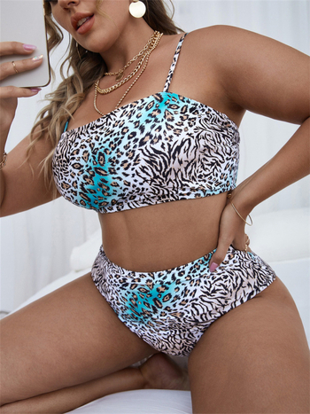 Bikini s leopard uzorkom i odvojivim jastučićima za dojke, ženski kupaći kostim od poliestera s podstavom, stil briefs