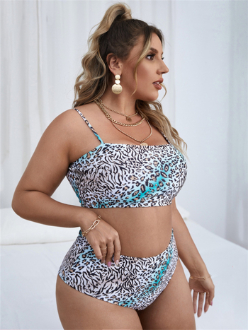 Bikini s leopard uzorkom i odvojivim jastučićima za dojke, ženski kupaći kostim od poliestera s podstavom, stil briefs