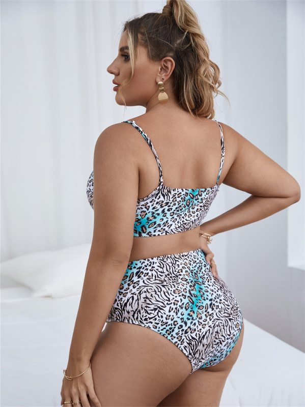 Bikini s leopard uzorkom i odvojivim jastučićima za dojke, ženski kupaći kostim od poliestera s podstavom, stil briefs