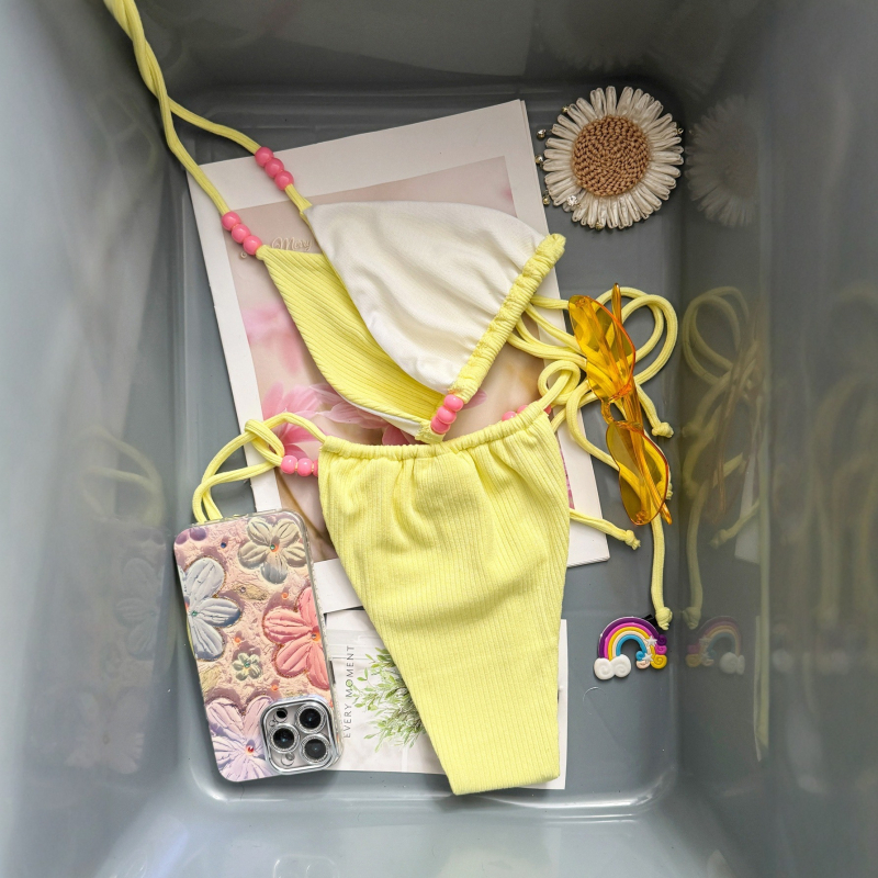Halterski bikini set s jastučićima za prsa, bez leđa, poliester 130 g, podstava 82% poliester