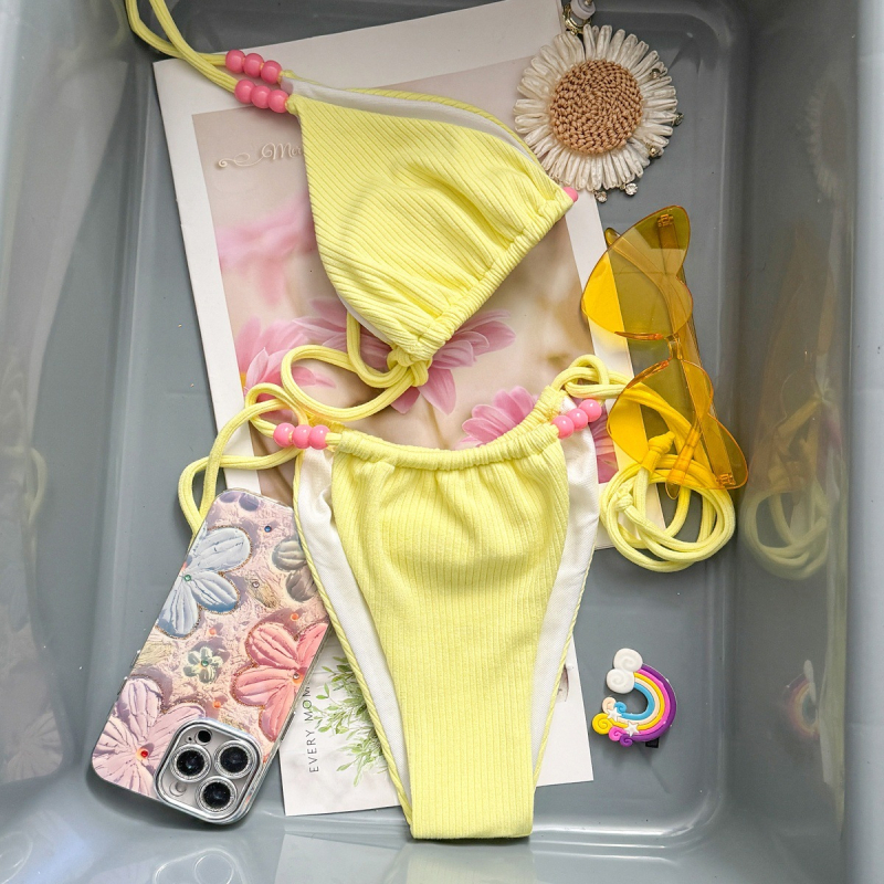 Halterski bikini set s jastučićima za prsa, bez leđa, poliester 130 g, podstava 82% poliester