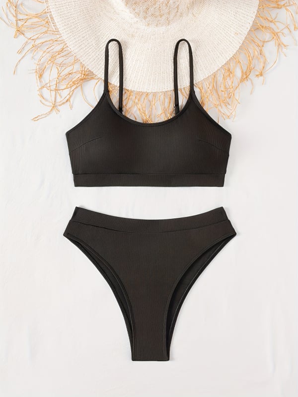 Visokog struka dvodijelni bikini, seksi bez leđa, europsko-američki stil, poliester, brzo suši, visoka elastičnost, izdržljiv.