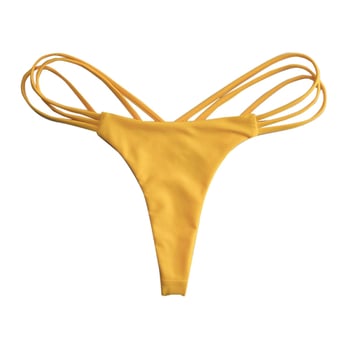 Μπικίνι thong bottom με μπροστινό κόμβο πεταλούδας — γρήγορο στέγνωμα, υψηλή ελαστικότητα, νάιλον ύφασμα 85%, χωρίς μπανέλα