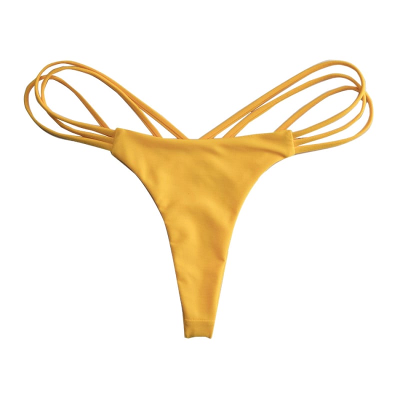 Μπικίνι thong bottom με μπροστινό κόμβο πεταλούδας — γρήγορο στέγνωμα, υψηλή ελαστικότητα, νάιλον ύφασμα 85%, χωρίς μπανέλα