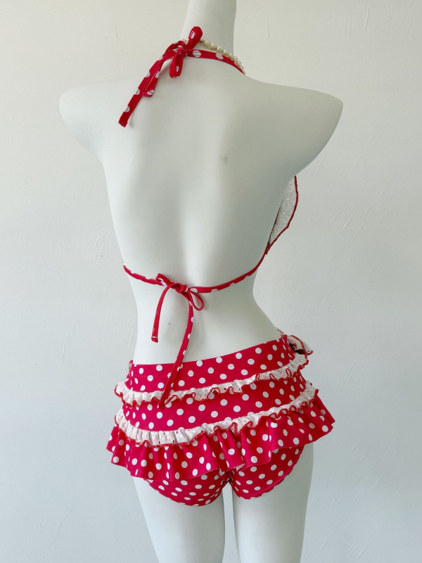 Bikini set visokog struka s cvjetnim uzorkom, otvorena leđa, jastučići za prsima, najlon tkanina, podstava poliester s 20% spandexa