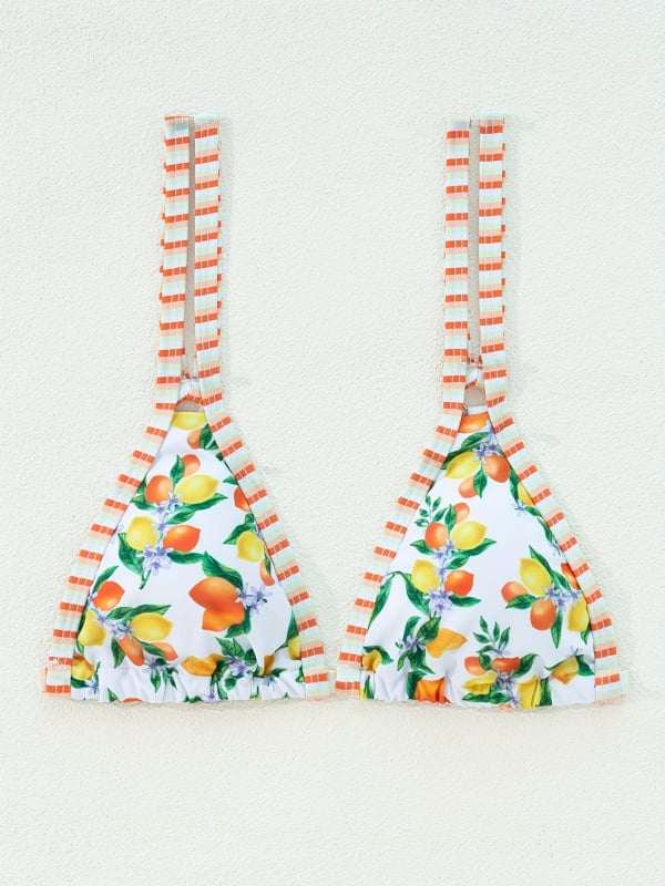 Trokutasti bikini set s cvjetnim printom, bez leđa, s podstavljenim košaricama, poliester 82%, podstava 18%, 150 g