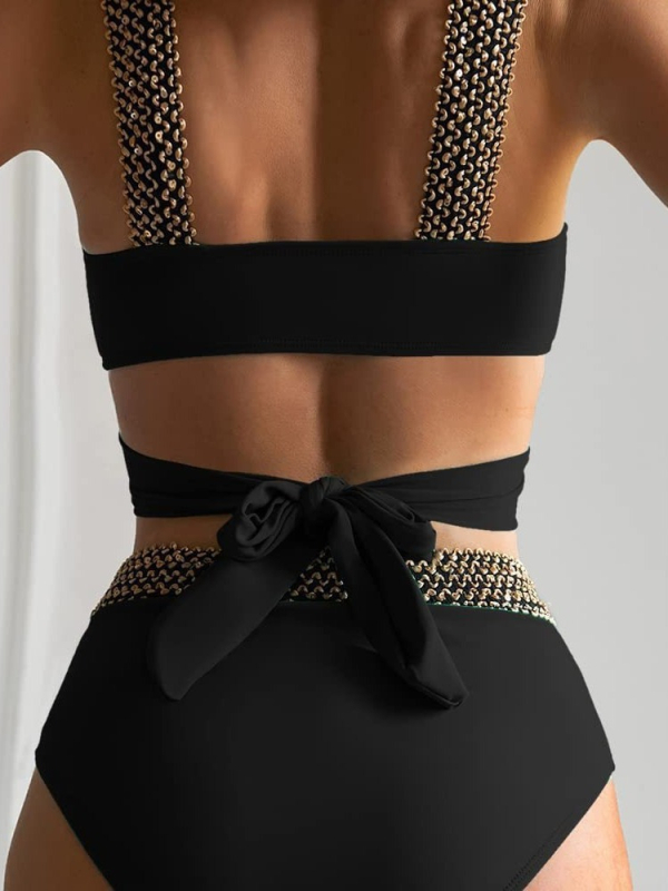 Dvije-dijelni bikini s trakama, resort stil; poliester 82%; umetak za grudi; bez metalne potpore; donji dio: briefs