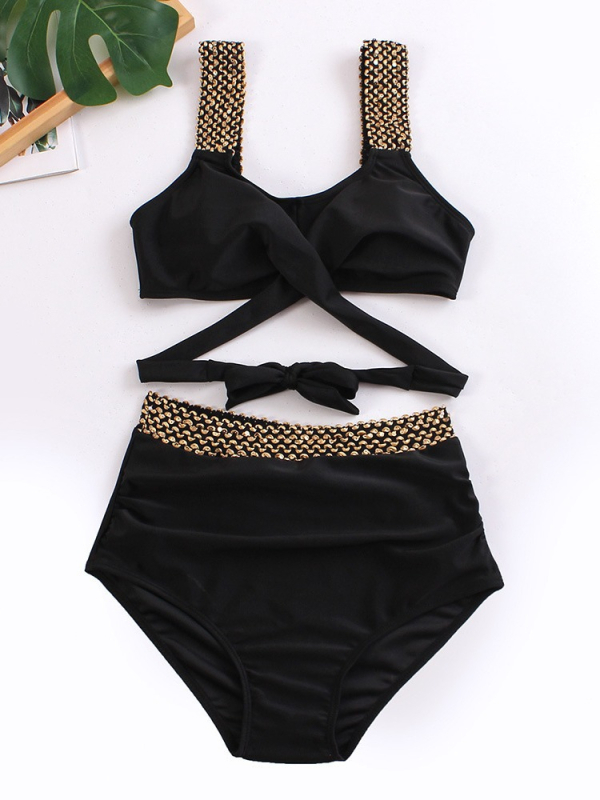 Dvije-dijelni bikini s trakama, resort stil; poliester 82%; umetak za grudi; bez metalne potpore; donji dio: briefs