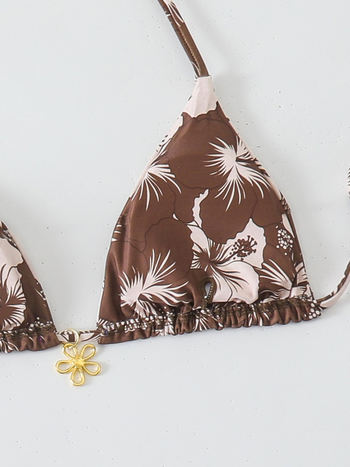 Bikini donji dio s floralnim uzorkom, s jastučićima, poliester materijal, pogodan za plivanje