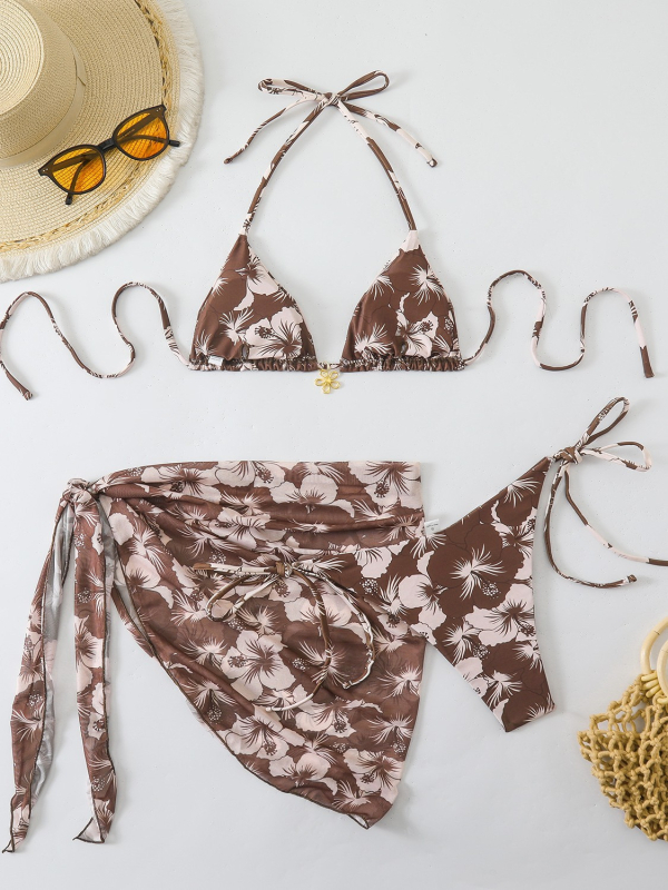 Bikini donji dio s floralnim uzorkom, s jastučićima, poliester materijal, pogodan za plivanje
