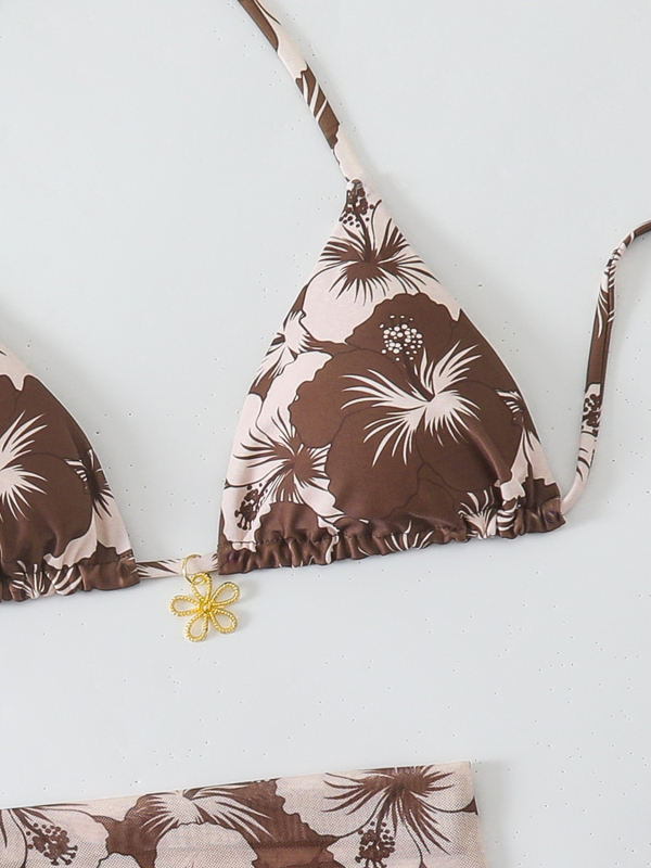 Bikini donji dio s floralnim uzorkom, s jastučićima, poliester materijal, pogodan za plivanje
