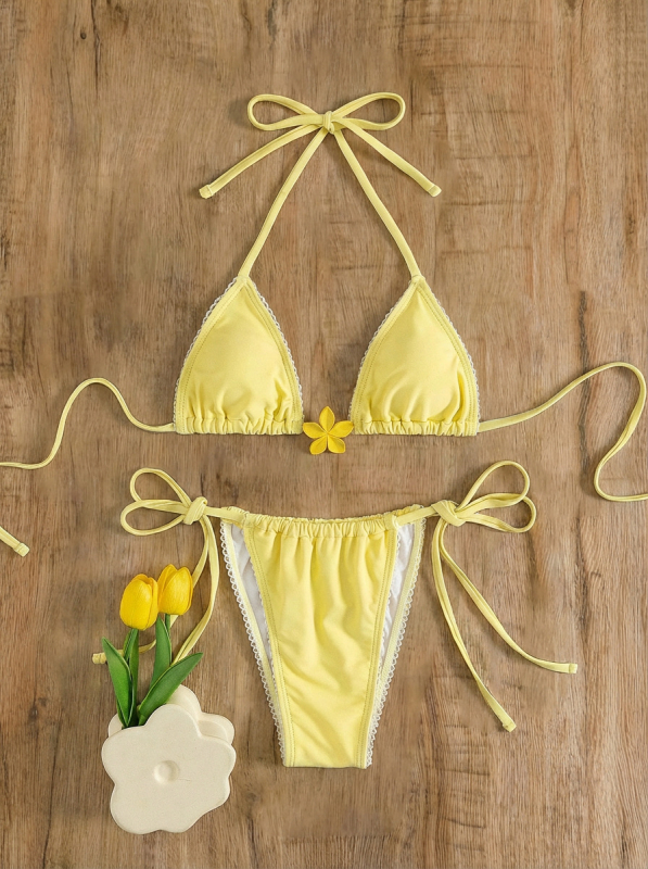 Ženski bikini kostim s vezanjem na leđima, seksi dizajn, s jastučićima, bez čelične potpore; materijal: najlon; podstava: poliester