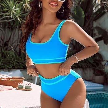 Dámske dvojdielne plavky s vysokým pásom, sexy strih, s vankúšikmi na prsia, materiál: nylon + 80% spandex; podšívka: polyester + spandex 20%