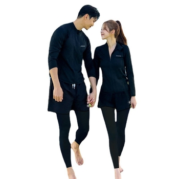 Ženski wetsuit set za ronjenje i surfing — dugi rukav, prednji zip, dvodijelni, 70% poliester, 160 g/m2 podstava