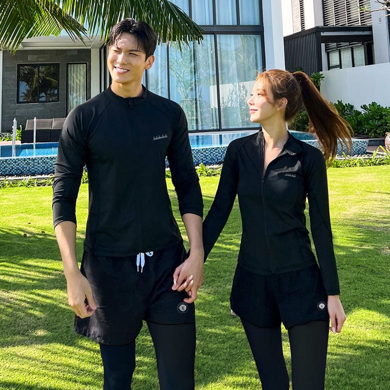 Ženski wetsuit set za ronjenje i surfing — dugi rukav, prednji zip, dvodijelni, 70% poliester, 160 g/m2 podstava