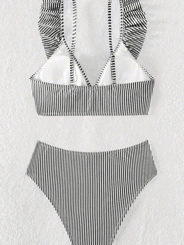 Ženski split bikini s naglašenim strukom, brzo se suši, poliester 82% s podlogom 18%, s umetcima za grudi, bez metalne potpore, bez naramenica
