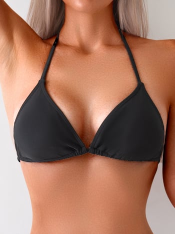 Ženski bikini kupaći kostim s otvorenim leđima i vezicama straga, brzo sušeći poliester, visoka elastičnost, s umetkom za dojke