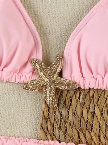 Ženski bikini set od tri komponente sa suknjom - elastični najlonski kupaći, umetci za prsa, 82% najlona, 230 g