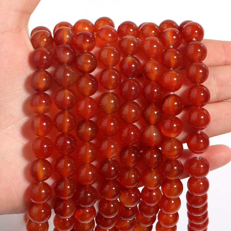 Crvene ahat kuglice, labave perle, prirodne, više veličina, ručno izrađeni dijelovi za DIY nakit, polirane, 8 mm