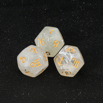 12‑strane konstelacijske kocke, akrilne, rekviziti za stolne igre, set od 3 komada