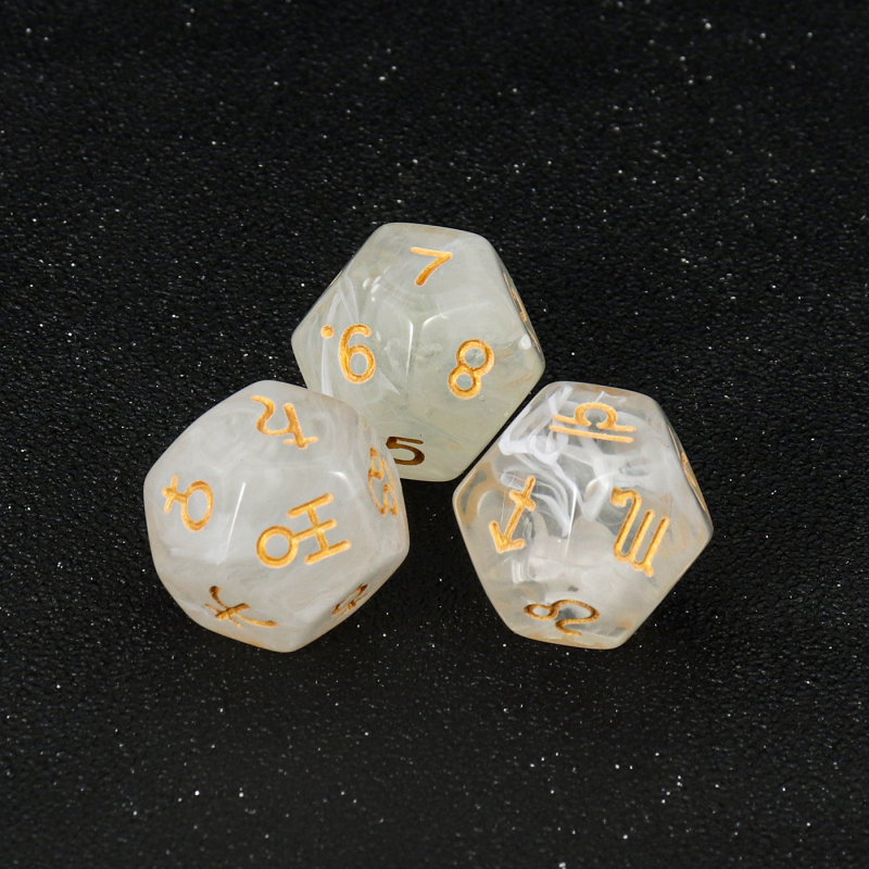 12‑strane konstelacijske kocke, akrilne, rekviziti za stolne igre, set od 3 komada