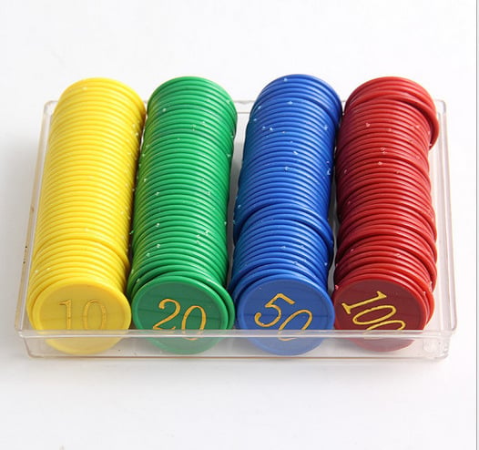 Set poker čipova, 160 komada, plastični čipovi, dvostrano pozlaćeni s brojkama, specifikacija čipa 38
