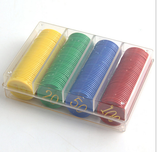 Set poker čipova, 160 komada, plastični čipovi, dvostrano pozlaćeni s brojkama, specifikacija čipa 38