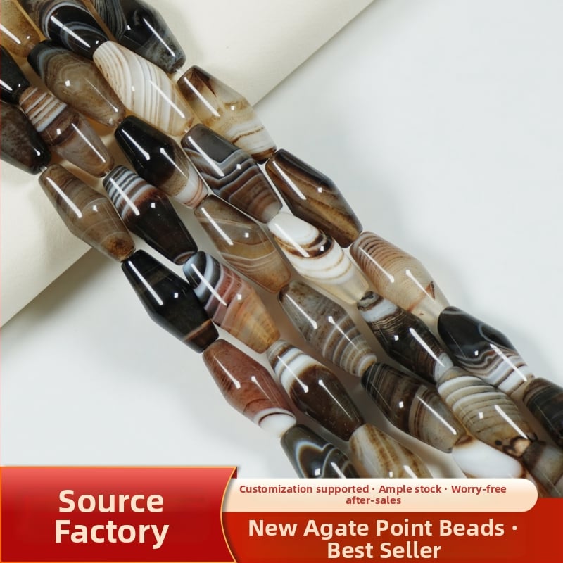 Κόκκοι από σαρόνξ αχάτη με μυτερό σχήμα, ελεύθερες χάντρες για περιδέραιο, προσαρμοσμένες, συσκευασμένες ανά τεμάχιο, προέλευση Βραζιλία