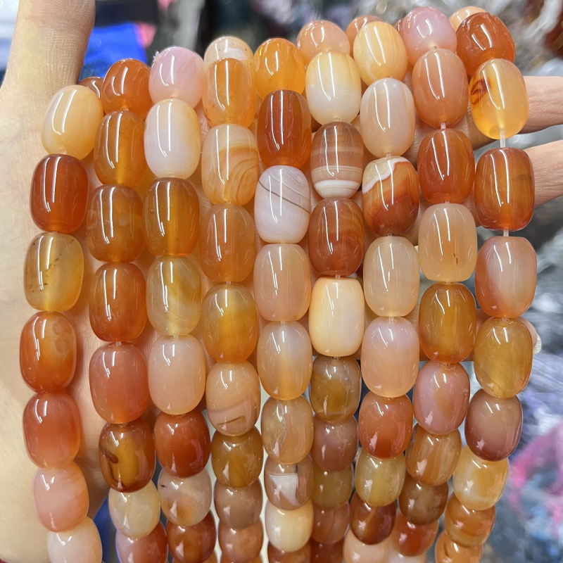 Perle za izradu nakita DIY – prirodni ahat, cilindrične barrel perle, cilindrične slobodne perle, trendovski drum stil, Taohong marka, prerada: rezanje, brušenje, poliranje