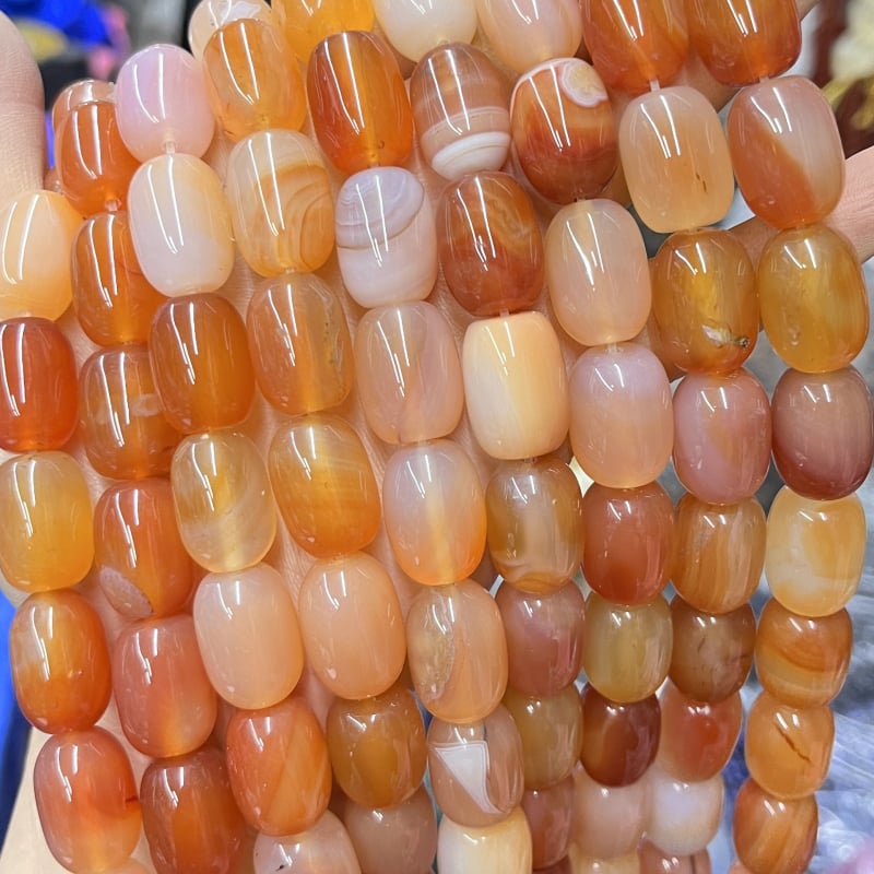 Perle za izradu nakita DIY – prirodni ahat, cilindrične barrel perle, cilindrične slobodne perle, trendovski drum stil, Taohong marka, prerada: rezanje, brušenje, poliranje