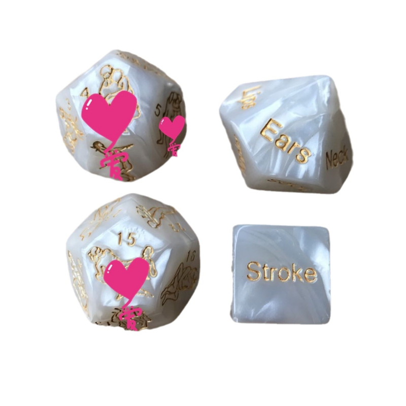 Set kockica 4-u-1 za parove - akrilne kockice s zaobljenim kutovima, 6/10/12 stranica, 400 setova po kutiji