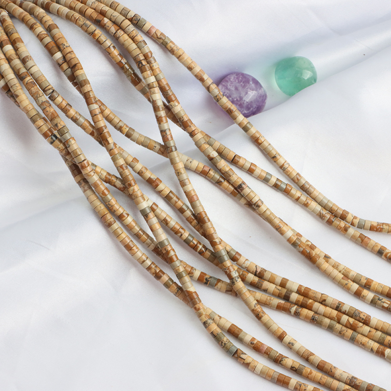 Labave perle — Picture stone, ovalne kolutaste perle, Yiwu podrijetlo, minimalistički stil