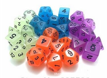 Chuanglai 7-dijelni svijetleći poliedrični set kockica – smola, prilagodljiv, za stolne igre i RPG