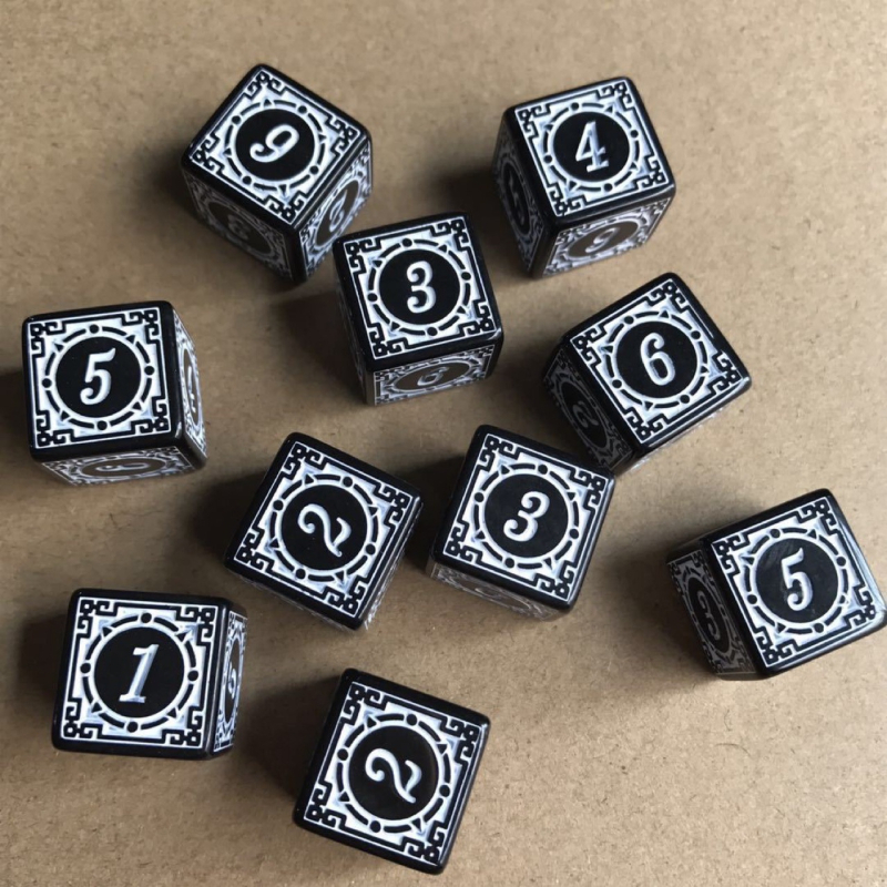Akrilne 6-ostrane kocke s retro uzorkom, prilagodljivi setovi za stolne RPG igre