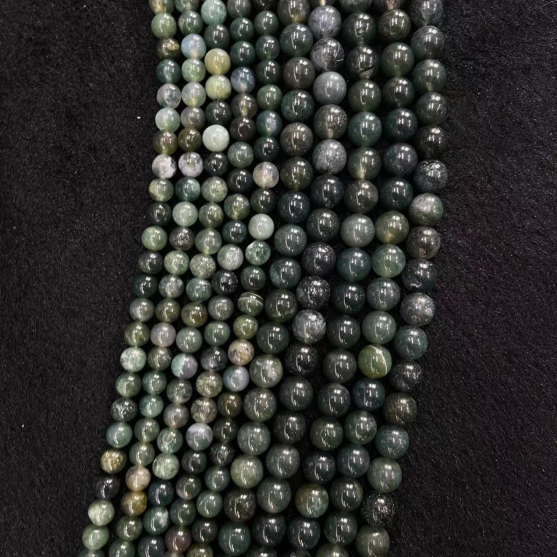 Moss agat slobodne perle, okrugle perle, 8 mm, za izradu DIY nakita, prirodni kamen, poluproizvodi