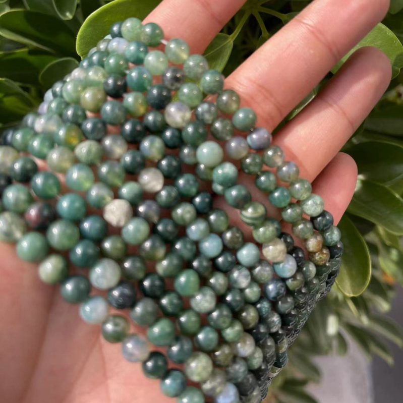 Moss agat slobodne perle, okrugle perle, 8 mm, za izradu DIY nakita, prirodni kamen, poluproizvodi