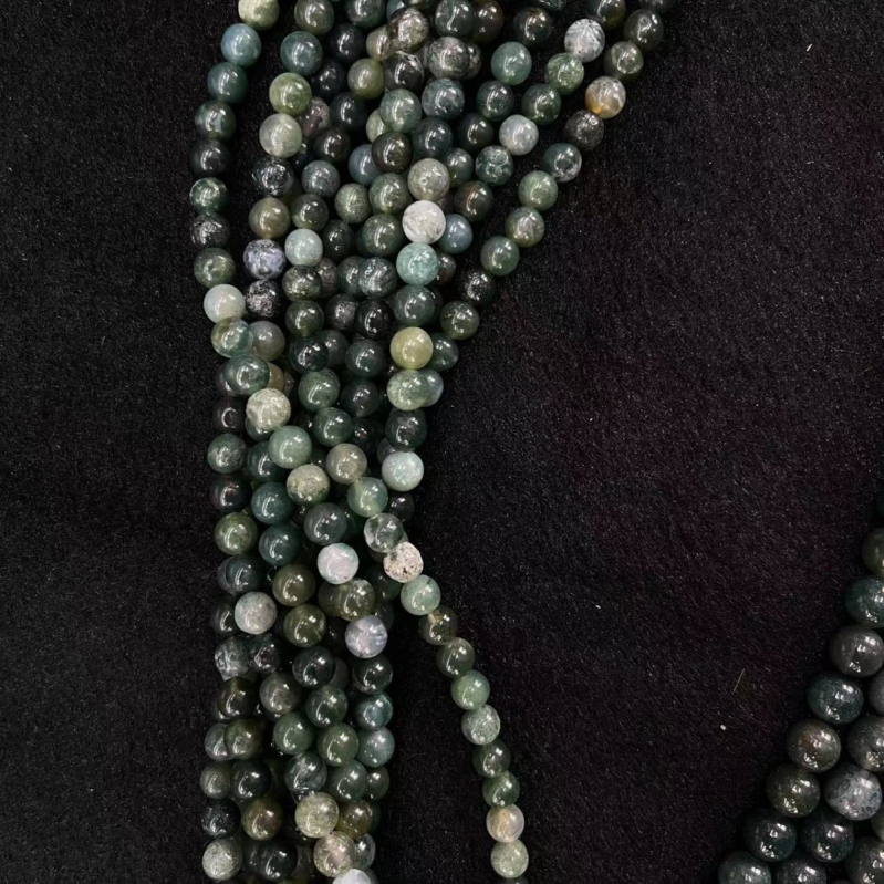 Moss agat slobodne perle, okrugle perle, 8 mm, za izradu DIY nakita, prirodni kamen, poluproizvodi