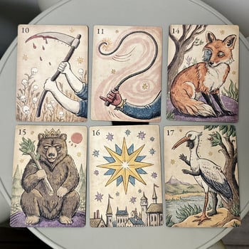Lenormand kartice: set od 36 dvostrano reljefnih kartica od papira