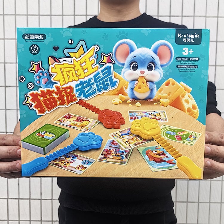 Detská stolová hra Mačka a Myš — Puzzle s kartami, plast, pre vek 7–14 rokov