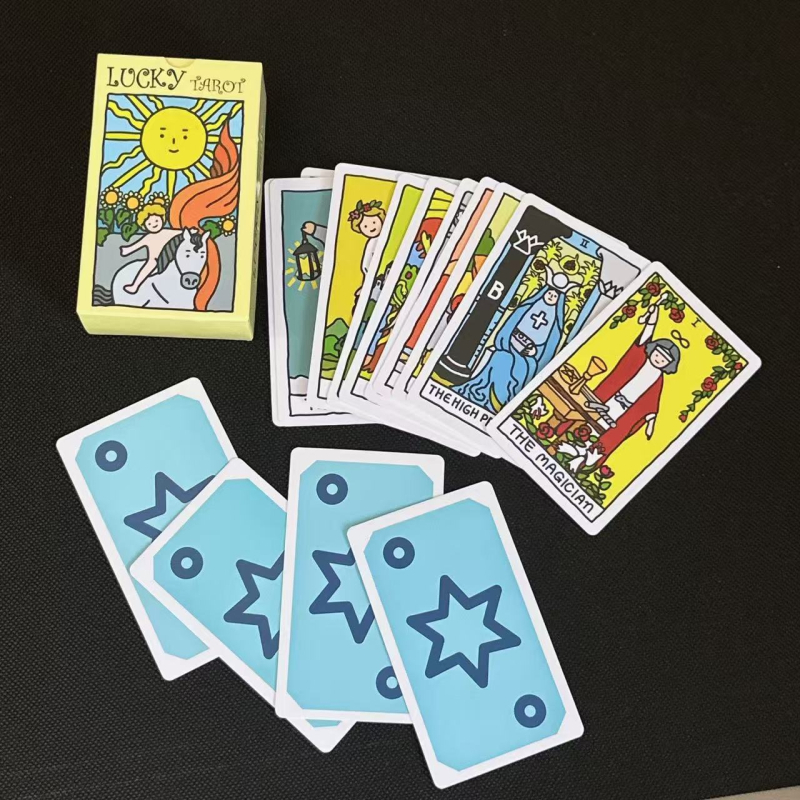 Kreslený Tarot súbor na učenie, 78 kariet, papier, s návodom, na domáce použitie, od 14 rokov