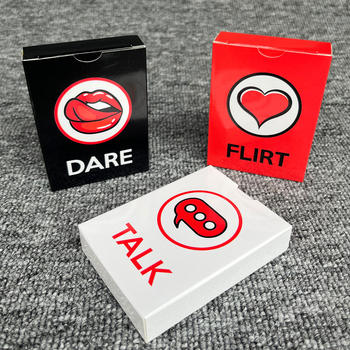Talk Flirt Dare – Karte za razgovore i izazove za parove s romantičnim temama (Materijal: Papir; Klasifikacija: kartice društvene igre; Sposobnosti: intelektualni razvoj, komunikacija roditelj-dijete; Dobna skupina: 4–6, 7–14, 15–35)