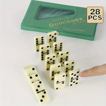 Domino s dvostrukim šesticama u PVC kutiji, pločice slonovačasto žute, četiri boje