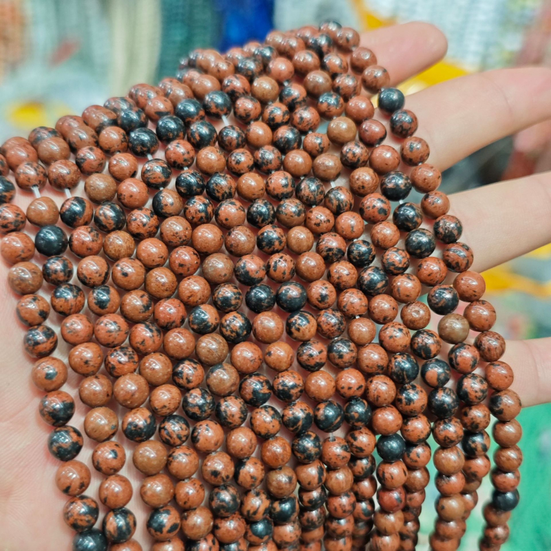 Perle naturale de agat pentru brățară DIY, rotunde, semi-fabricate, șlefuite și lustruite, model 001