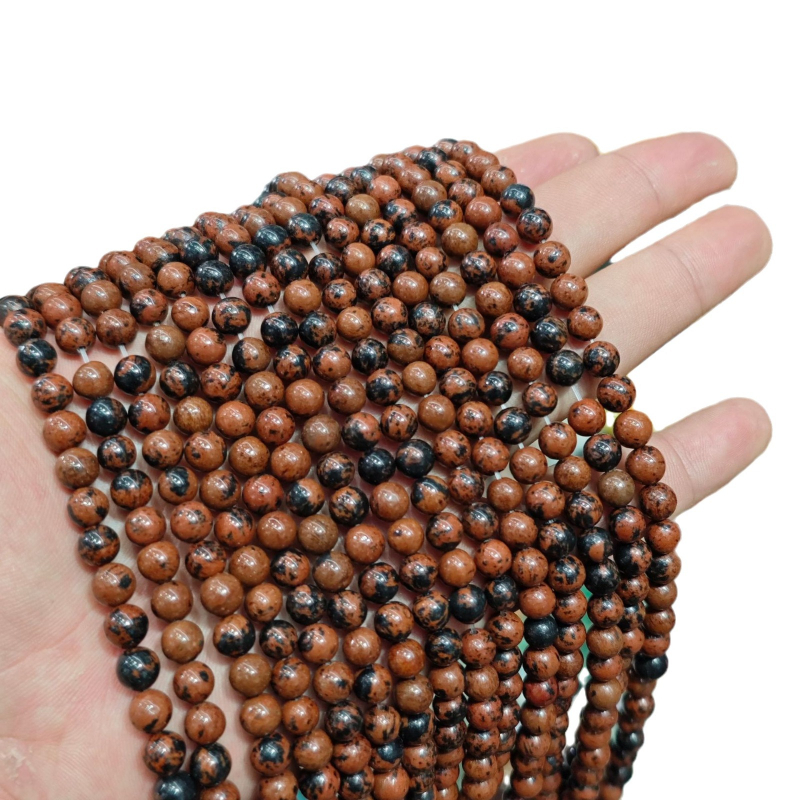 Perle naturale de agat pentru brățară DIY, rotunde, semi-fabricate, șlefuite și lustruite, model 001