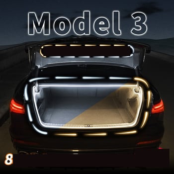 Potrivit pentru Tesla Model 3 cu versiune actualizată, iluminare secvențială a portbagajului, iluminare ambientală, modificare accesorii interioare auto.