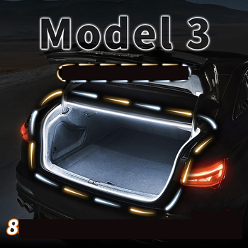 Potrivit pentru Tesla Model 3 cu versiune actualizată, iluminare secvențială a portbagajului, iluminare ambientală, modificare accesorii interioare auto.