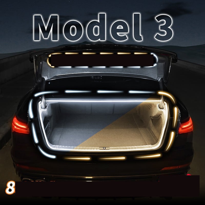 Potrivit pentru Tesla Model 3 cu versiune actualizată, iluminare secvențială a portbagajului, iluminare ambientală, modificare accesorii interioare auto.