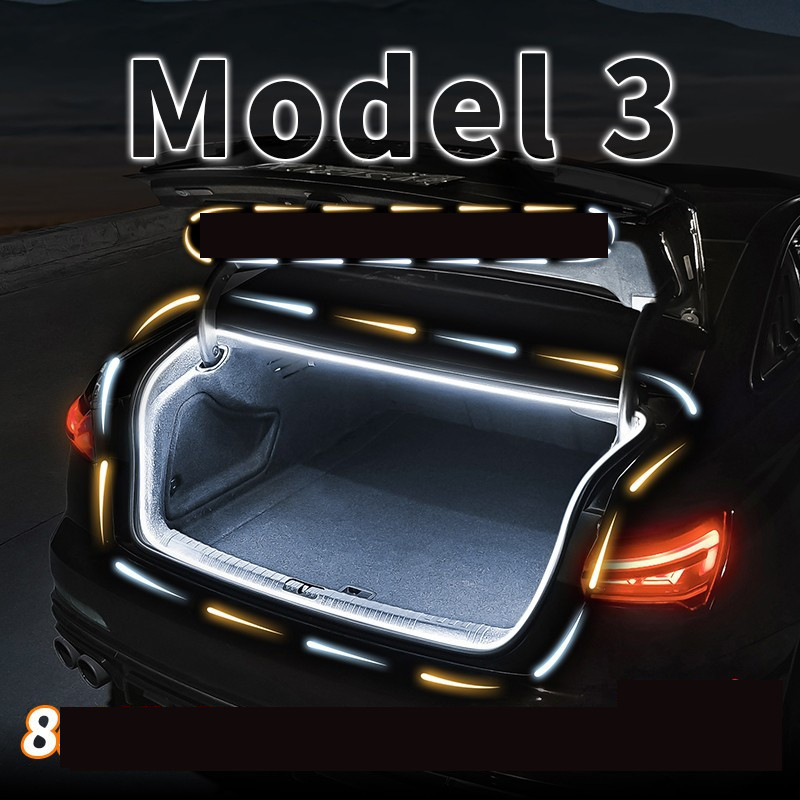 Potrivit pentru Tesla Model 3 cu versiune actualizată, iluminare secvențială a portbagajului, iluminare ambientală, modificare accesorii interioare auto.